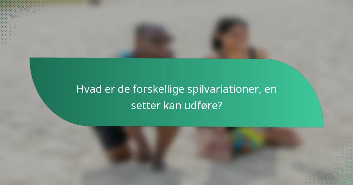 Hvad er de forskellige spilvariationer, en setter kan udføre?